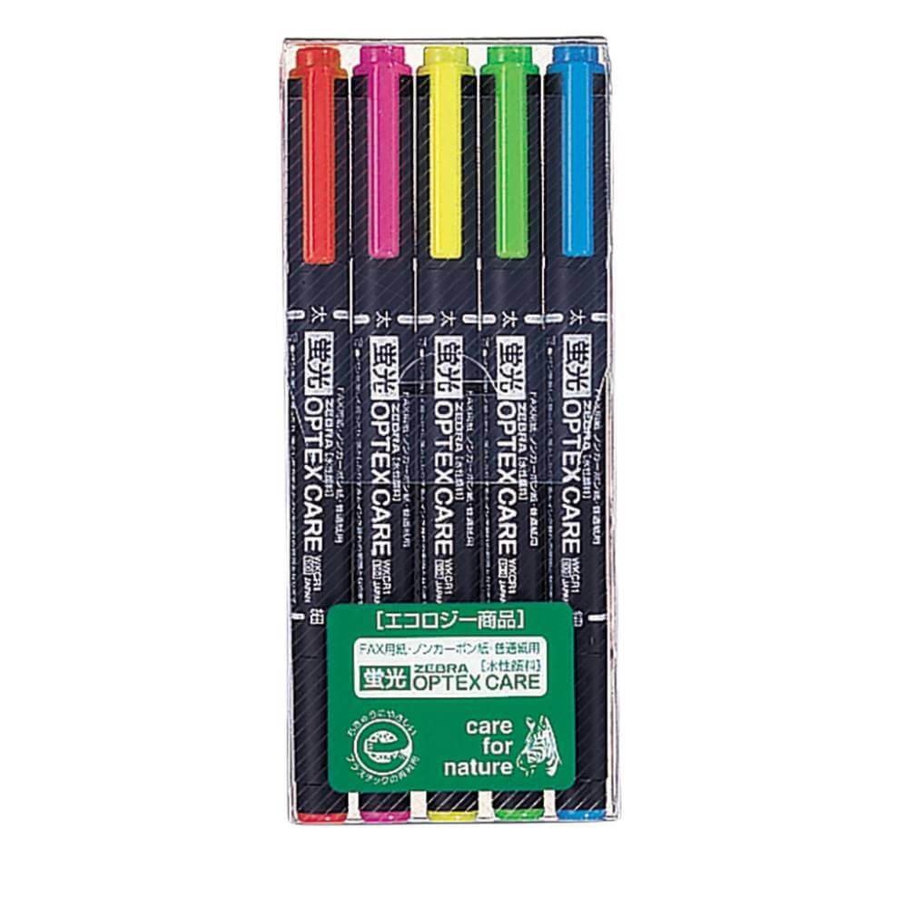 ปากกาไฮไลท์ 2 หัว ZEBRA OPTEX CARE 5C แพ็ค 5 สี